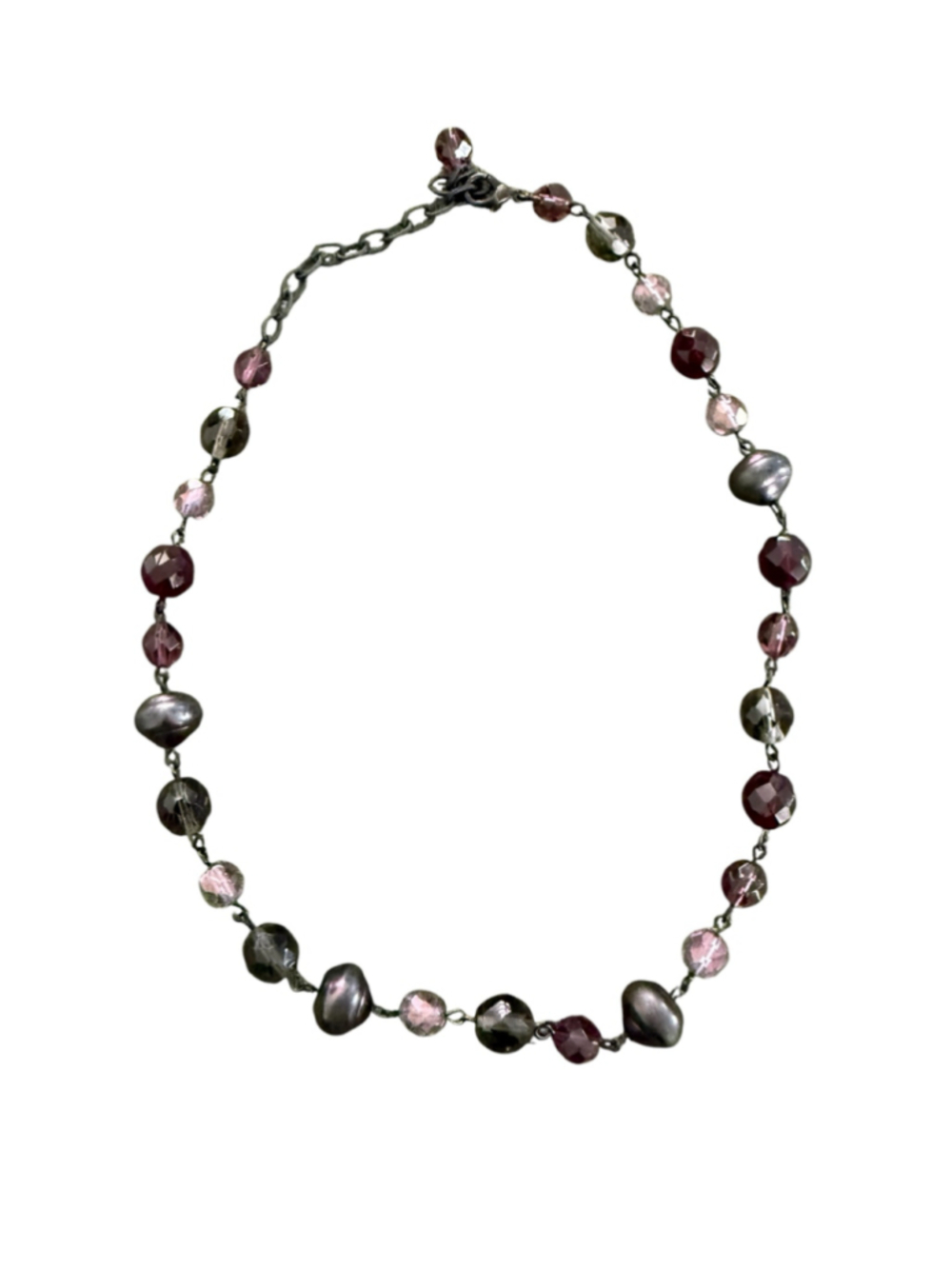 Purple Gray Beaded Necklace